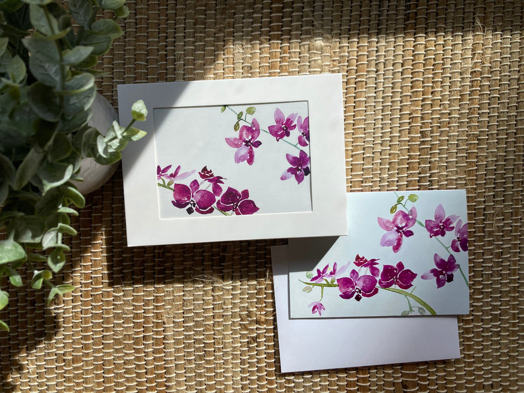 Purple orchids small notecards