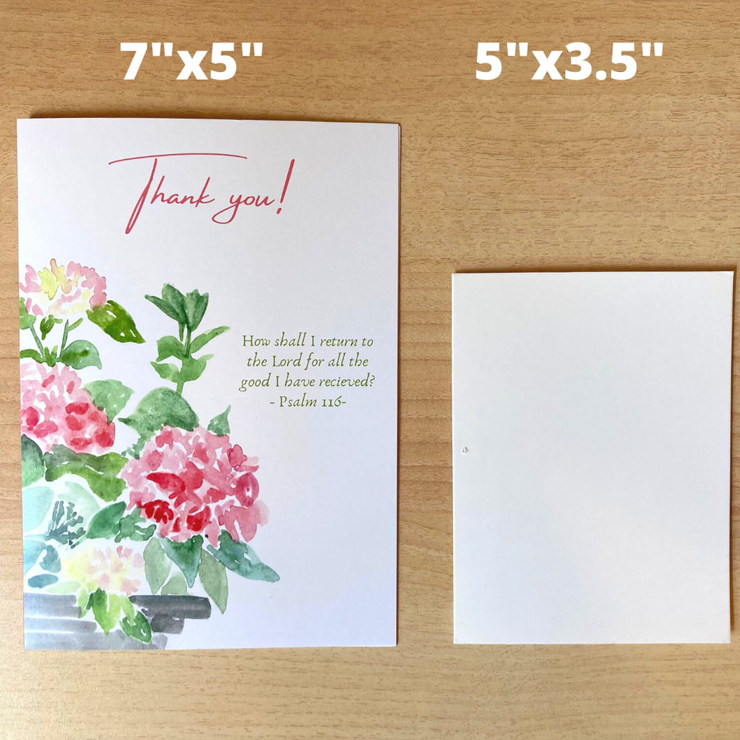 Hydrangea set of cards: Thank you, Happy Birthday and Mother’s Day cards