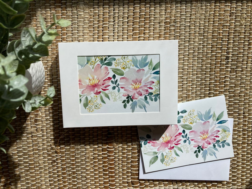 Pink flowers small notecards