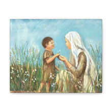 Load image into Gallery viewer, Jesus offering a flower to Mary, Canvas
