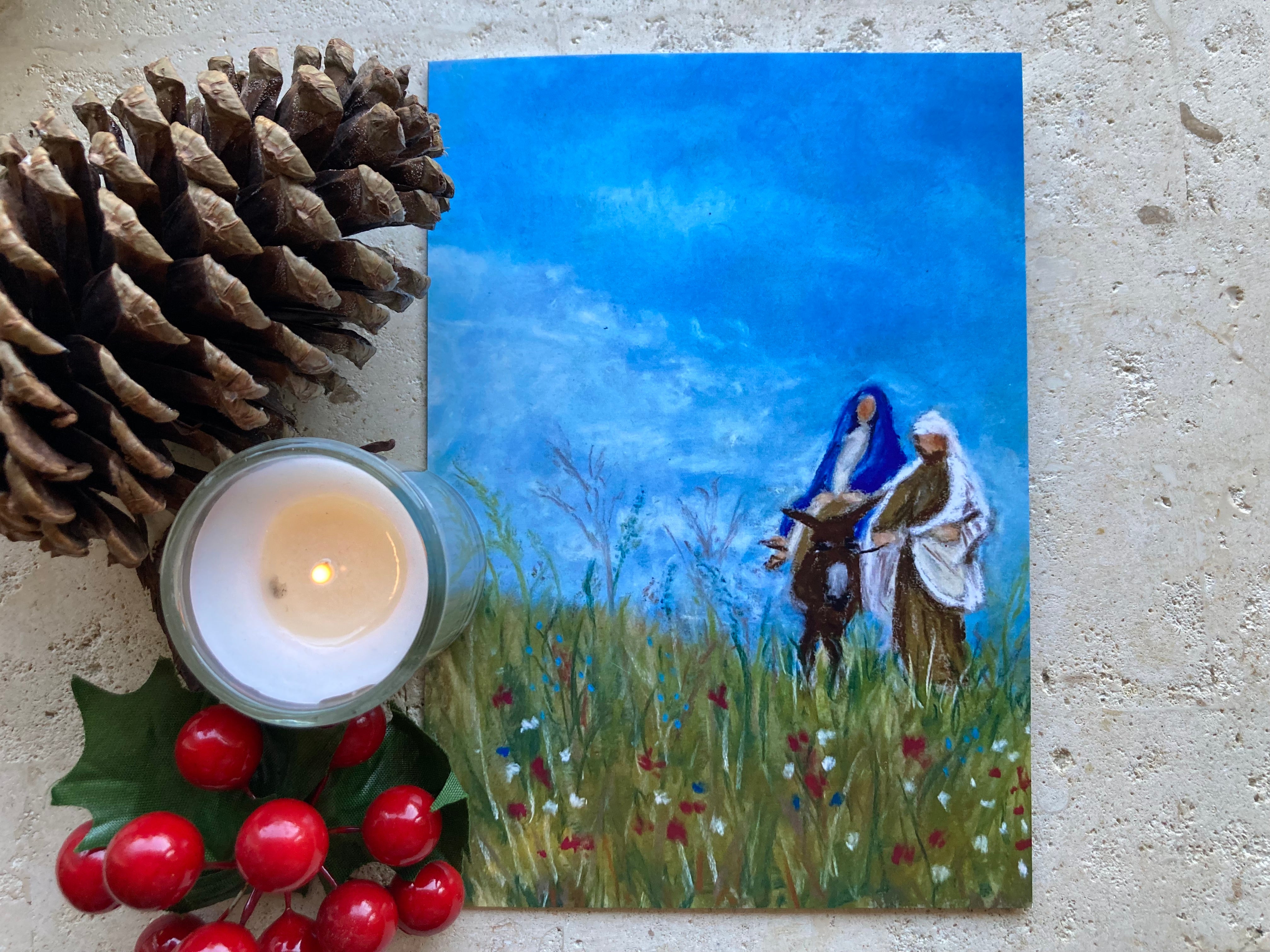 Christmas card, "On the way to Bethlehem" (individual, pack of 3, 5 or 10)