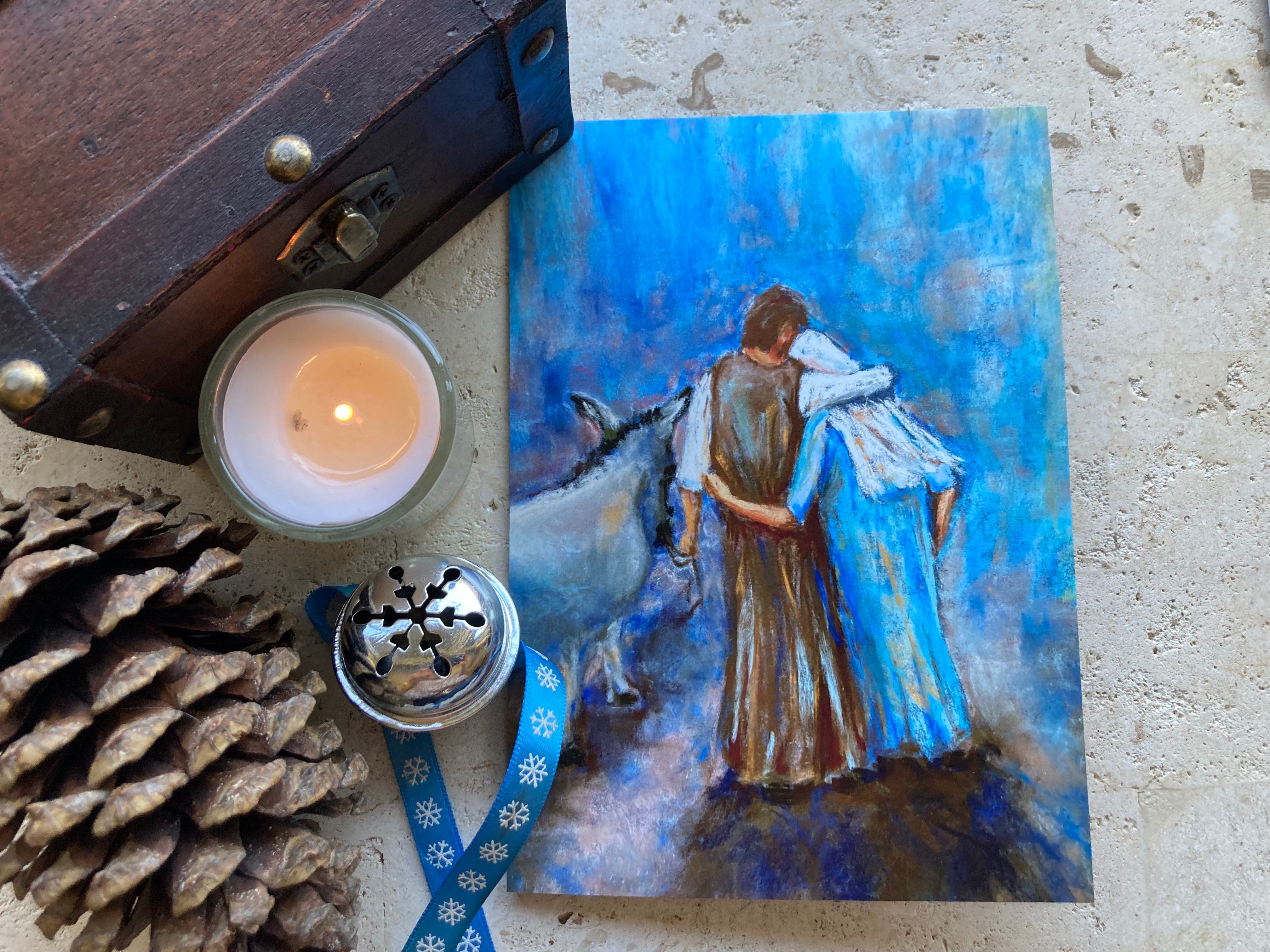 Christmas card, "Mary and Joseph" (individual, pack of 3, 5 or 10)